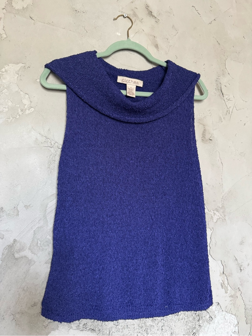 Clothes Sleeveless Cowl Neck Top in Deep Blue